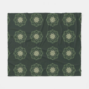 Dark Green & Gold Mandala, Elegant Fleece Blanket