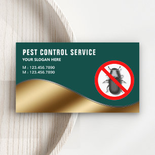 Dark Green Gold Pest Control Service Business Card