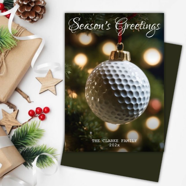 Dark Green Golf Season's Greetings Christmas Holiday Card (Creator Uploaded)