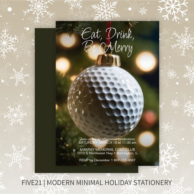 Dark Green Golf Season's Greetings Christmas Invitation (Creator Uploaded)