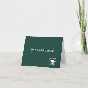 Dark Green Grad Thank you note (4.25" x 5.5")