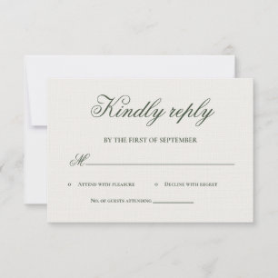 Dark Green Greenery Calligraphy RSVP Card
