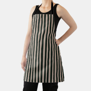 Dark Green Grey Stripes Baker Apron