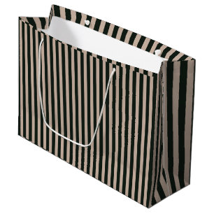 Dark Green Grey Stripes Birthday Large Gift Bag