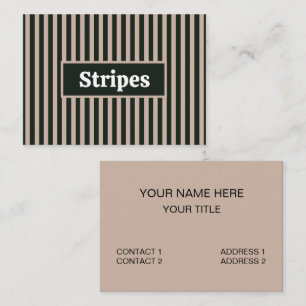 Dark Green Grey Stripes Business Card