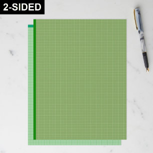 Dark Green Grid Graph Paper Sheets (Inch Squares) Custom Letterhead