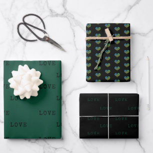 Dark Green Hearts Modern Love Valentine's Day Wrapping Paper Sheet