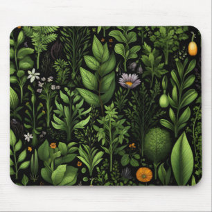 Dark Green Herbs Mouse Pad