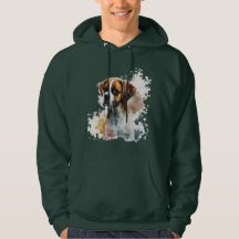 Dark green hoodie with cute dog design casual wear
