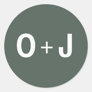 Dark Green Initials + Minimalist Scandi Wedding Classic Round Sticker