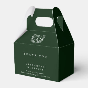 Dark Green JD Law Scales+Laurel Graduation Favour Box