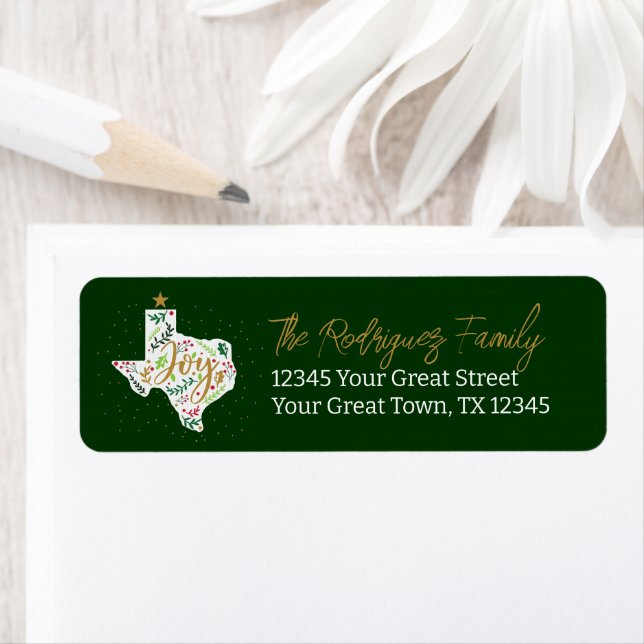 Dark Green Joy Holiday Leaves Texas Shape (Insitu)