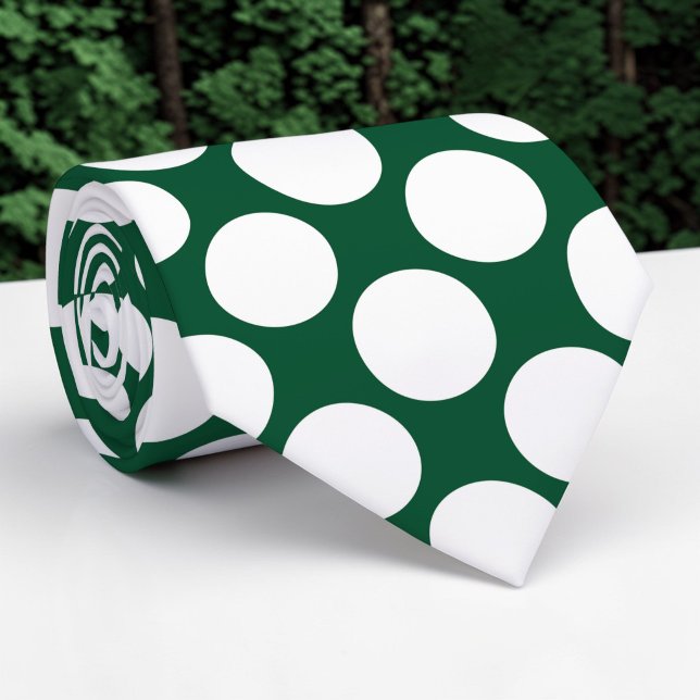 Dark Green Jumbo Polka Dots Custom Necktie (Creator Uploaded)