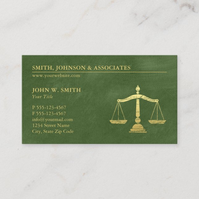 Dark Green Lawyer Scales of Justice Appointment (Front)