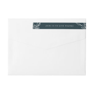 Dark Green Leaf Motif Thanksgiving Return Address Wrap Around Label