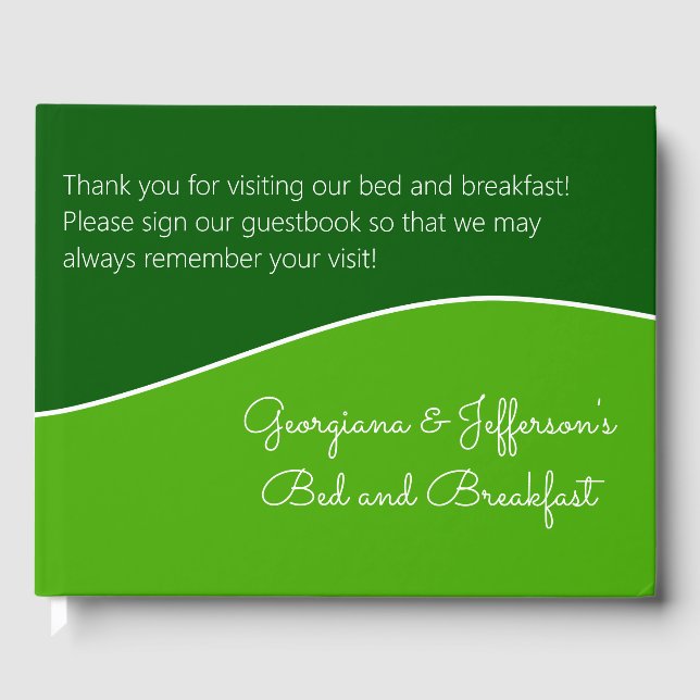 Dark Green, Light Green Bed & Breakfast Guestbook (Front)