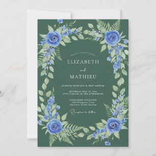 Dark Green Lush Botanical Wedding Invitation