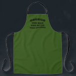 Dark green man myth legend BBQ apron for men<br><div class="desc">Dark green man myth legend BBQ apron for men. Personalised cooking aprons in any colour for guys. Cool typography design. Add your own name or funny quote. Create your own unique Birthday party gift for coach, dad, father, husband, friend, grandpa, grandfather, kids, boss, coworker, chef, cook, colleague, son, brother etc....</div>