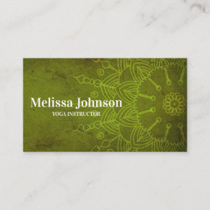 Dark Green Mandala Yoga Meditation Business Card