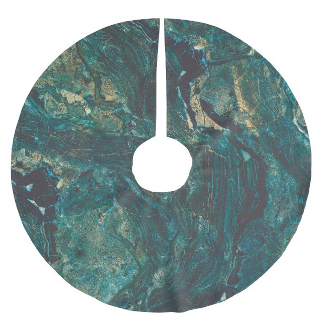 Dark green marble: luxurious texture. brushed polyester tree skirt (Front)