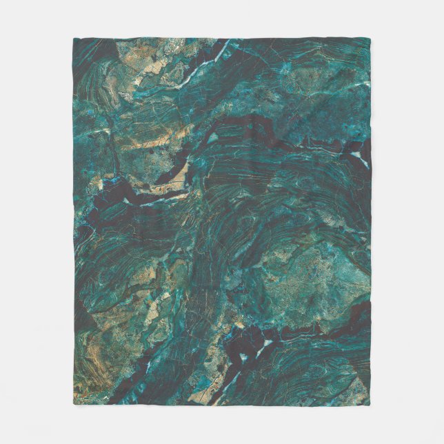 Dark green marble: luxurious texture. fleece blanket (Front)