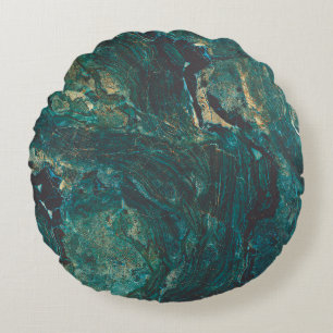 Dark green marble: luxurious texture. round cushion