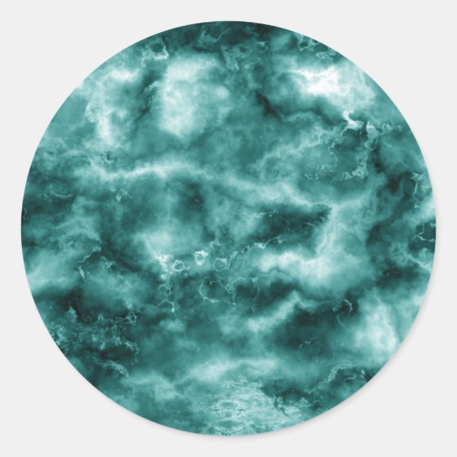 Dark Green Marble Texture Classic Round Sticker (Front)