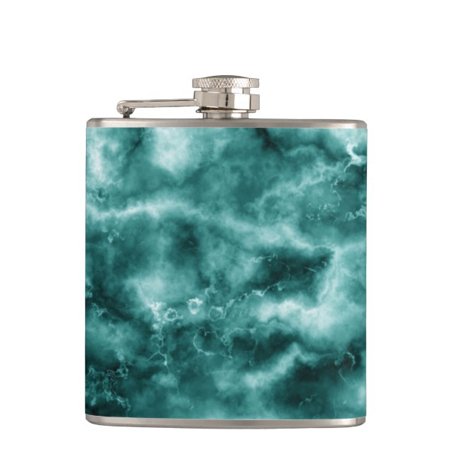 Dark Green Marble Texture Hip Flask (Front)