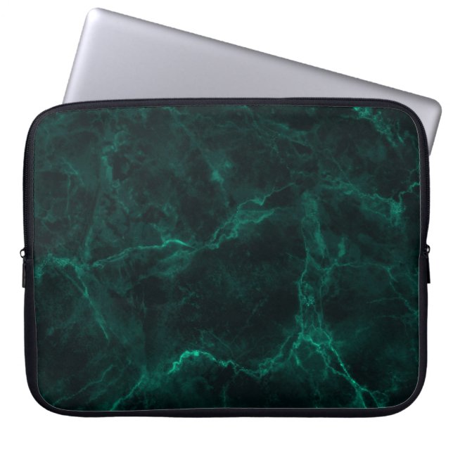 Dark green marble texture laptop sleeve (Front)