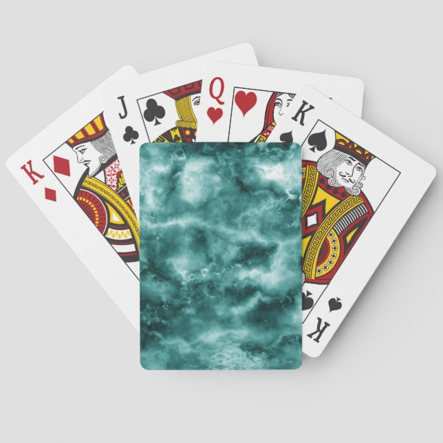 Dark Green Marble Texture Playing Cards (Back)