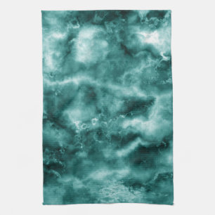 Dark Green Marble Texture Tea Towel