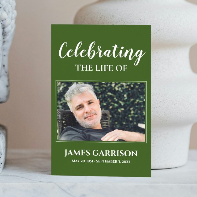 Dark Green Memorial Funeral Prayer Card with Photo (Creator Uploaded)