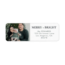 Dark Green Merry and Bright Family Photo Address