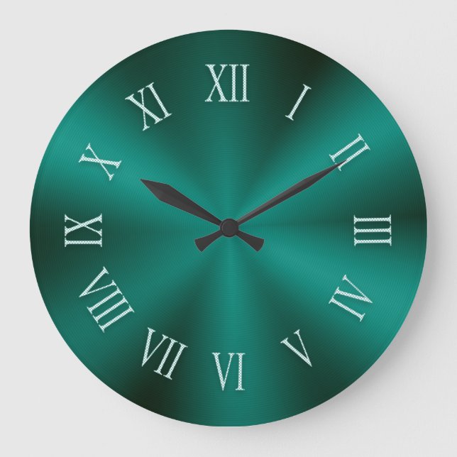 Dark Green Metallic Clock with Roman Numbers (Front)