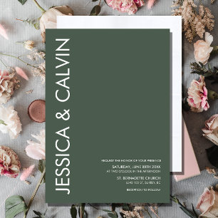 Dark Green Minimalist Modern Wedding Invitation