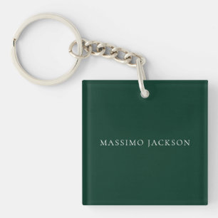Dark Green Minimalist Plain Modern Aesthetic Look Key Ring