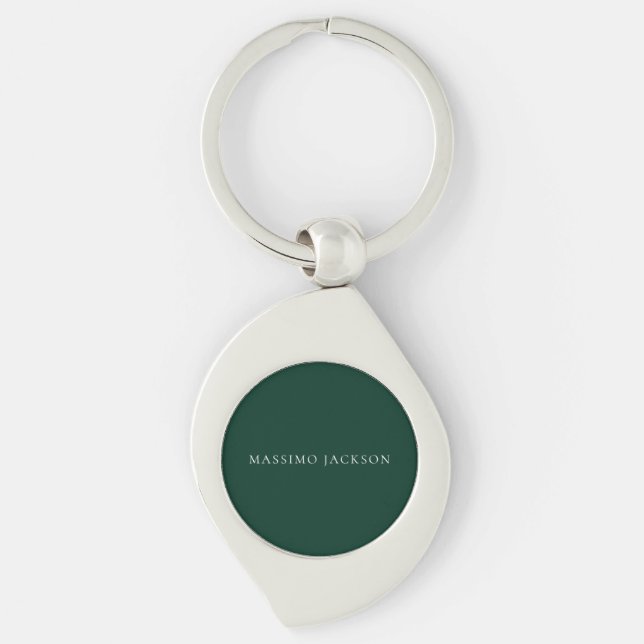Dark Green Minimalist Plain Modern Aesthetic Look Key Ring (Front)