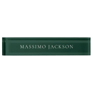 Dark Green Minimalist Plain Modern Aesthetic Look Nameplate
