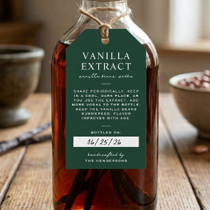 Dark Green Minimalist Vanilla Extract Gift Tags