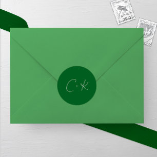 Dark Green Minimalist Wedding Classic Round Sticker