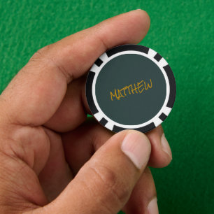 Dark green modern gold lettering script poker chips