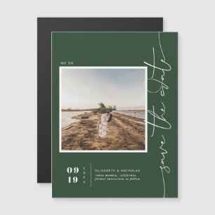 Dark Green Modern Minimal Save the Date Photo Magnetic Invitation