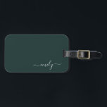 Dark Green Modern Script Monogram Name Luggage Tag<br><div class="desc">Dark Green Simple Script Monogram Name. This makes the perfect sweet 16 birthday,  wedding,  bridal shower,  anniversary,  baby shower or bachelorette party gift for someone that loves glam luxury and chic styles.</div>