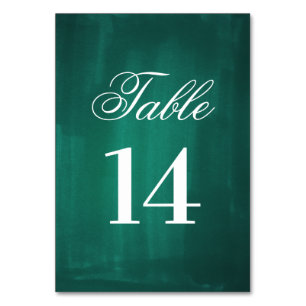 Dark green modern table number. Emerald wedding Number