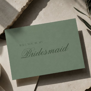 Dark Green Modern Typography Bridesmaid Proposal Card
