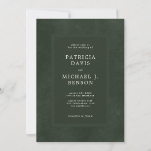 Dark green modern typography elegant wedding invitation