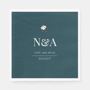Dark Green Monochrome Minimalist Initials Modern Napkin