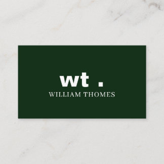 Dark Green Monogram Minimal Business Style Card