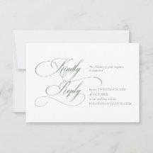 Dark Green Monogram Wedding RSVP Card