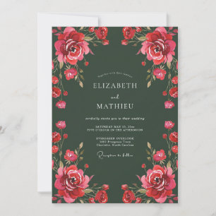 Dark Green Moody Winter Wedding Invitation